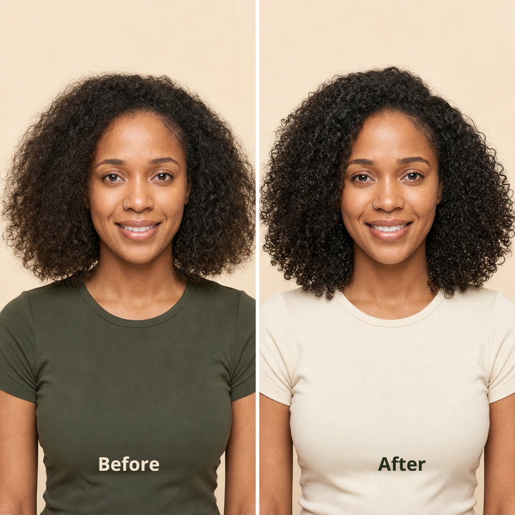 Before and after alopecia regrowth NUBALKIA elixir natural hair growth