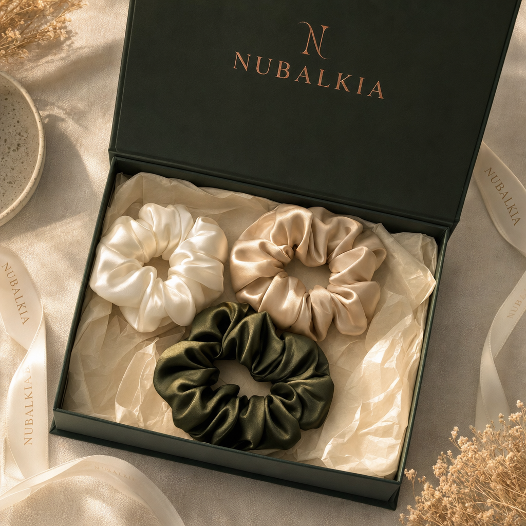 Silk Scrunchie Trio — 100% Mulberry Silk 19mm Grade 6A